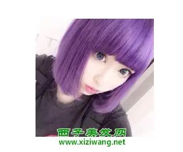 女生短发紫色挑染发型造型