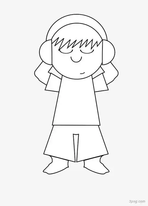 手绘听音乐的小男孩