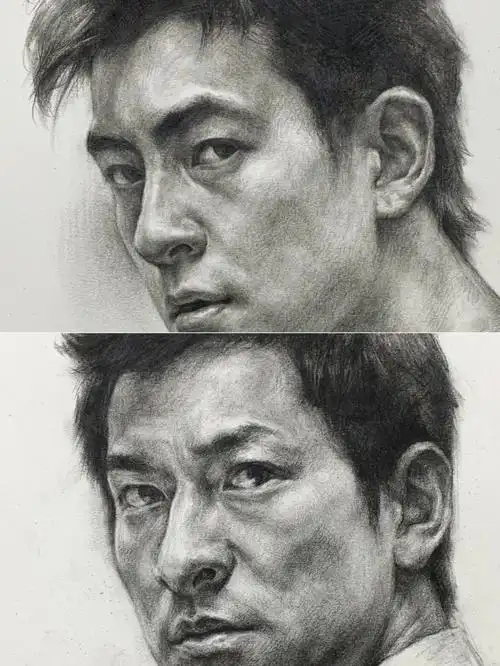 真难画,就这样吧,求轻喷#画画  #画画的日常  #素描头像  #无间道