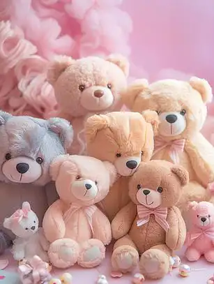 可爱儿童泰迪熊毛绒玩具摄影图ai图片免费下载_png__-