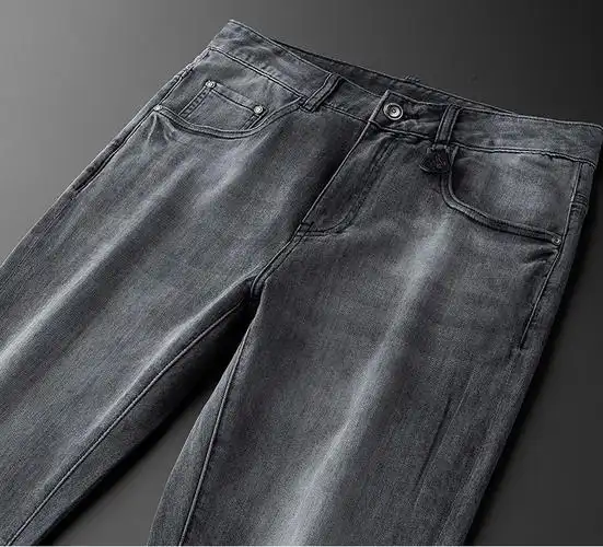 bucaoteng轻奢品牌奢春季新款洗水深灰色牛仔裤男修身直筒休闲裤男hm