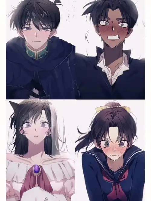 平次和叶  #名侦探柯南  #新一小兰  画手画的未免太棒了吧