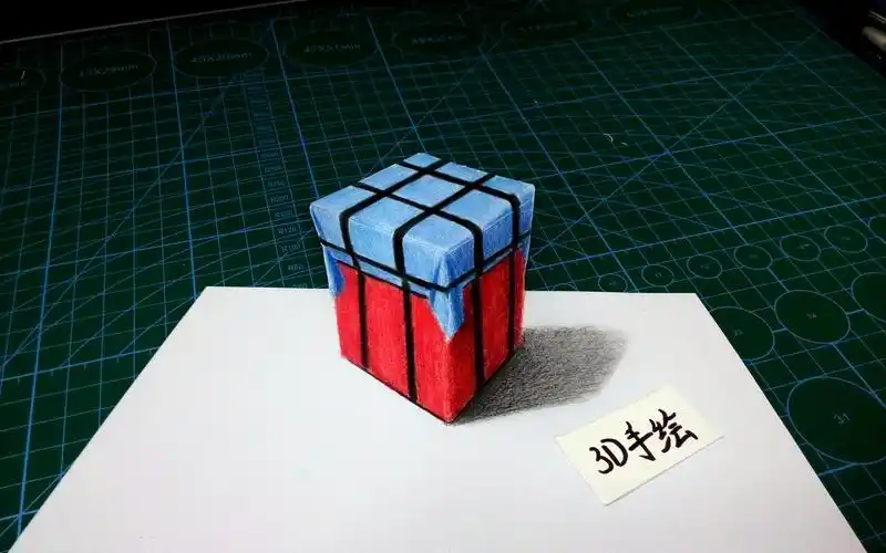 手绘教你画3d立体吃鸡空投箱
