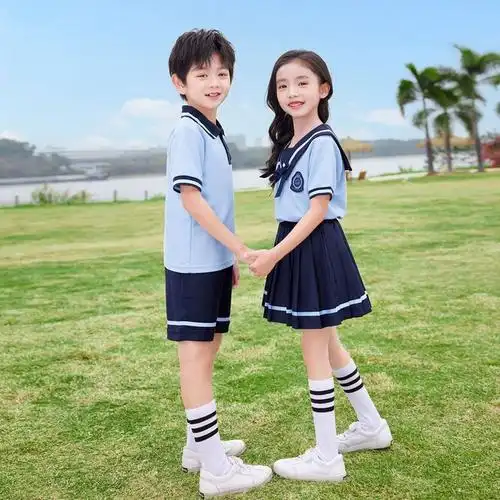 海军风幼儿园夏装小学生运动班服套装儿童毕业照服装夏天短袖校服