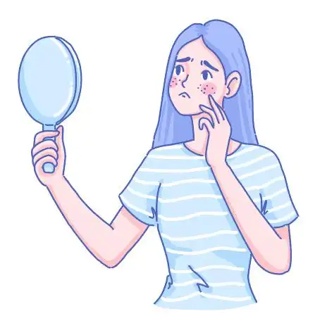 卡通手绘女性皮肤问题矢量素材