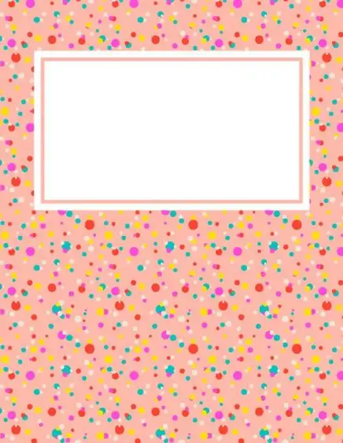 带有彩色波点的粉红色作文封面书皮图片下载