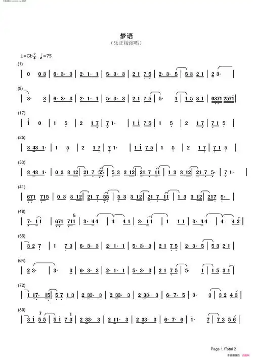 梦语简谱-乐正绫演唱1