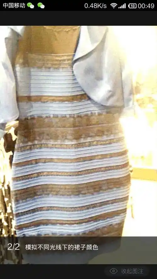里面的裙子有人看是蓝黑条纹,有人看是白色和金色的条纹.