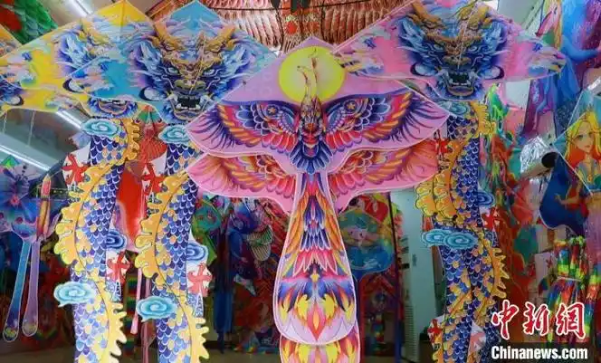 王家庄子村生产的各式彩色风筝.(资料图)坊子工业发展区供图