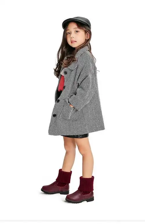 斯纳菲童鞋女童靴子长靴真皮短靴2018秋冬季新款加绒鞋子儿童靴子