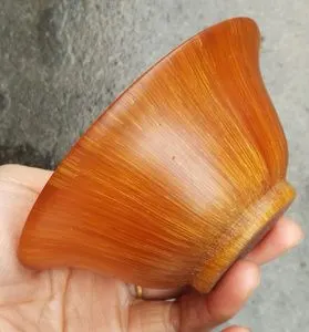 古玩收藏高仿犀牛角酒碗酒杯酒具  西藏  金丝牦牛角制品