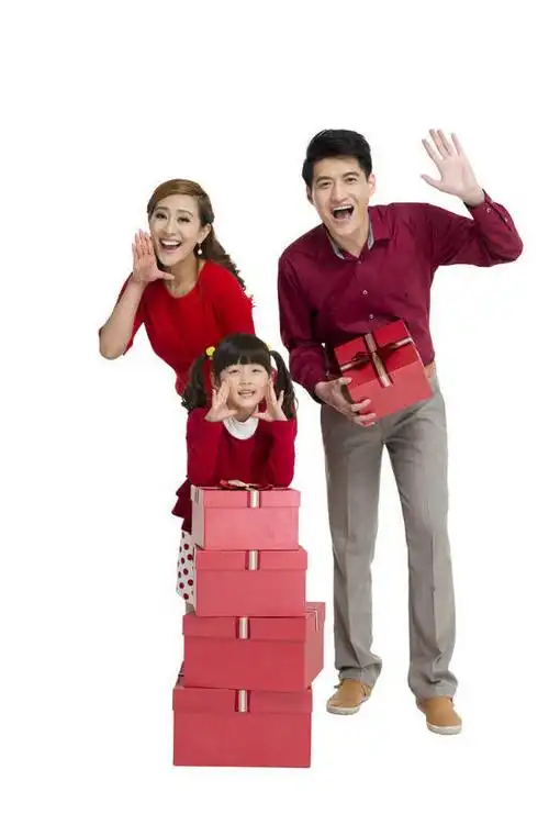 棚拍一家三口和礼盒