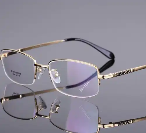 新款宽腿记忆钛合金 眼镜框批发9059男士金属半框 光学眼镜架厂家