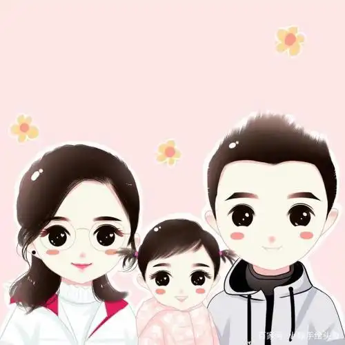 一家三口头像手绘-手绘头像-爱聚微信qq空间大杂烩