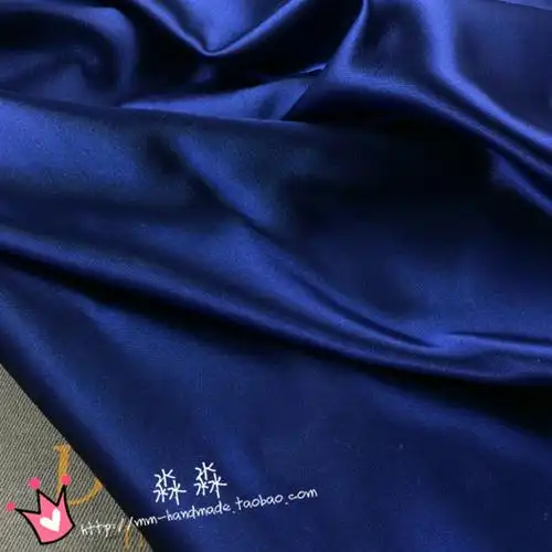 深蓝色睡衣布料藏青色缎面韧性仿真丝色丁亮面背景娃衣装饰面料