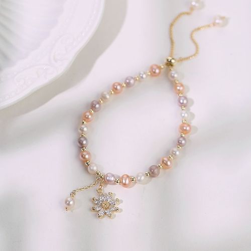 花式珍珠手链女小众ins设计简约冷淡风韩版个性闺蜜太阳花花朵多色