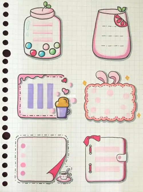 【手帐素材】粉色系少女心主题边框_少女心_手帐_素材_蓝牙耳机_兴趣