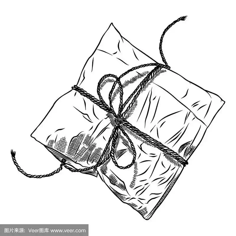 纸包装的软礼盒.手绘写实素描.