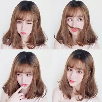 假发女短发中长发波波头网红中长卷发大波浪圆脸修脸长发