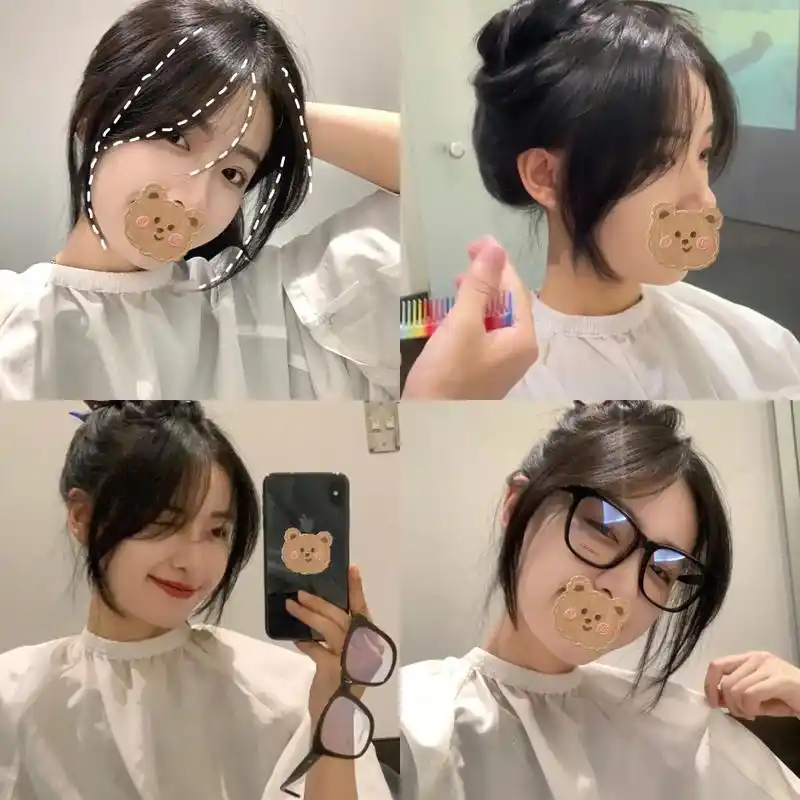 高额头发际线高秃头少女必备的法式八字刘海