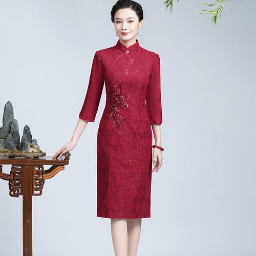 钱塘佳人婉安红色旗袍女春秋年轻款气质高端新娘敬酒回门结婚礼服