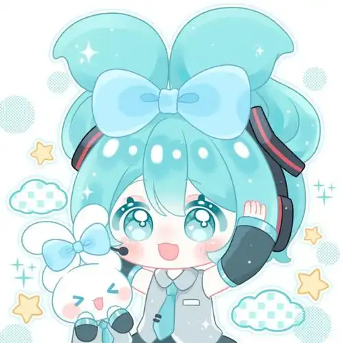 初音未来和玉桂狗 梦幻联动太可爱啦 #初音未来##大耳狗##女生头像