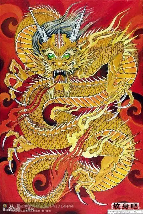 霸气传统满背龙纹身图案