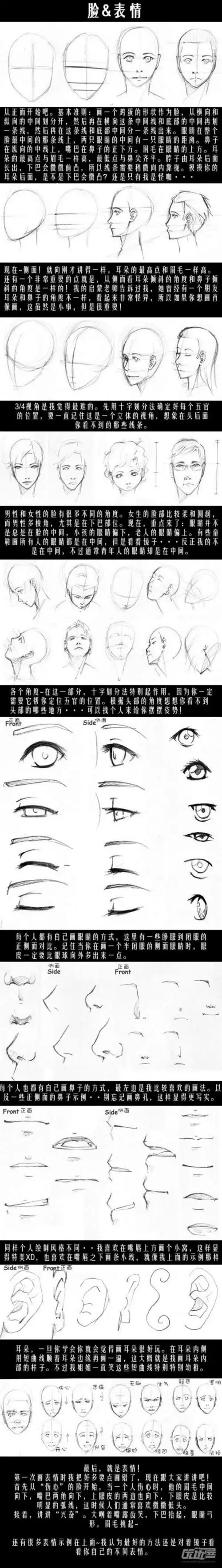 【绘画教程】人体教程:脸&表情 全