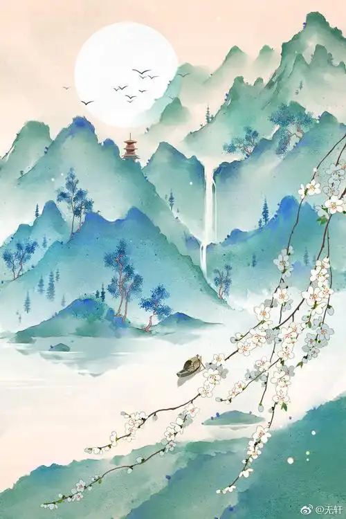 唯美古风山水插画 画师:无轩 - 堆糖,美图壁纸兴趣社区