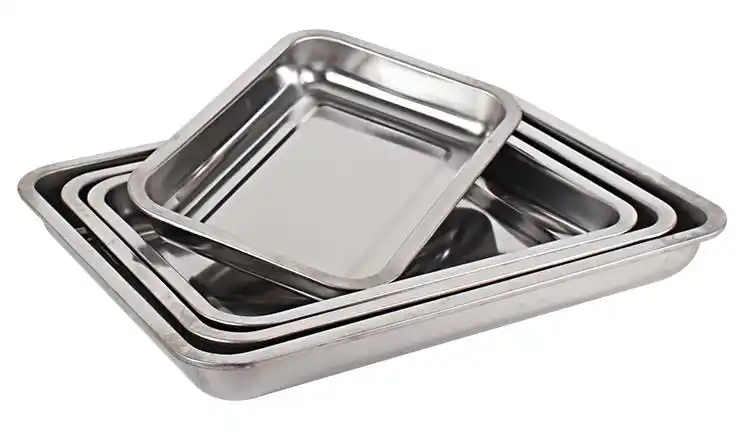 woug不锈钢烤盘方盘长方形加厚托盘烧烤盘饺子盘菜盘商用餐盘蒸饭盘