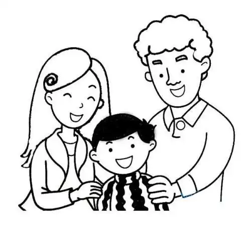 一家三口全家福画