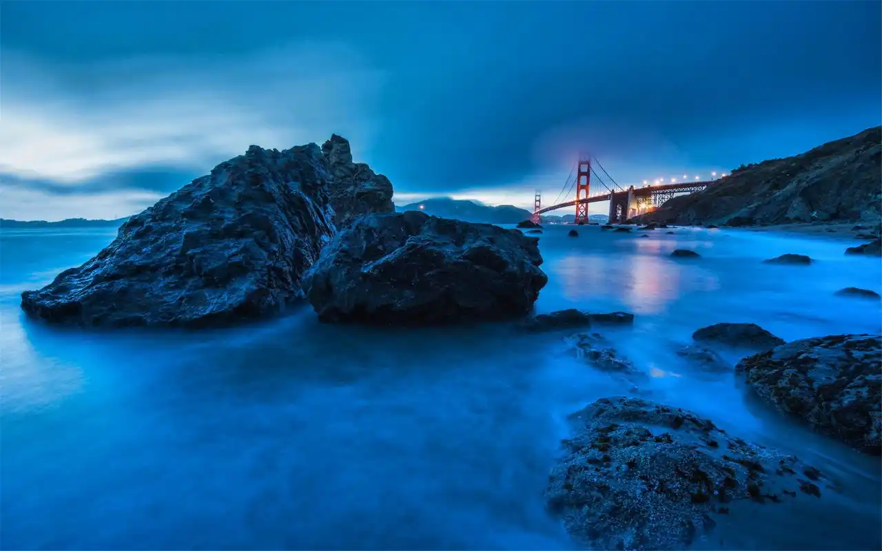 精选唯美意境蓝色风景高清大自然山川河流山水相印图集桌面壁纸(二)