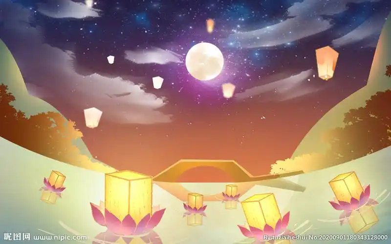 中元节节日国风古风背景海报素材图片