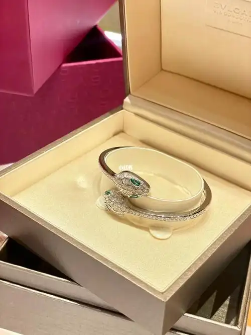 宝格丽双蛇头白金手镯