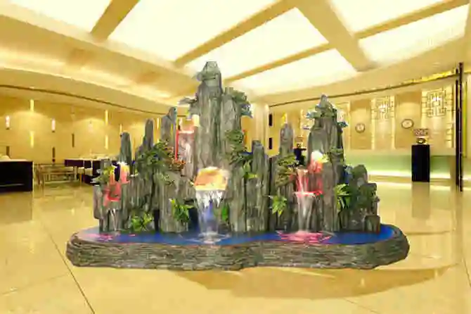 客厅水景假山装修设计 客厅水景图装修效果图