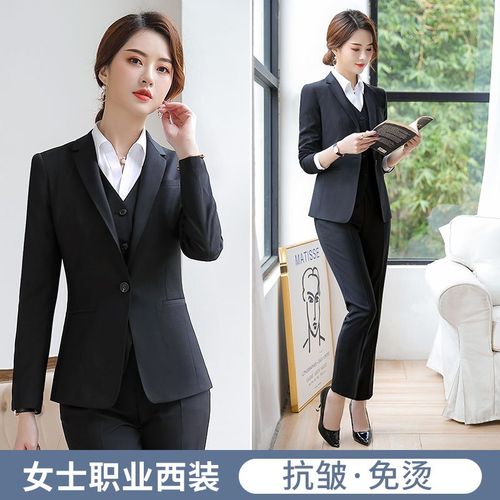 女士西装长袖套装酒店工作服女前台正装中性风正装职业小西服套装