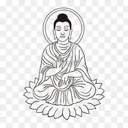 线描莲花佛祖