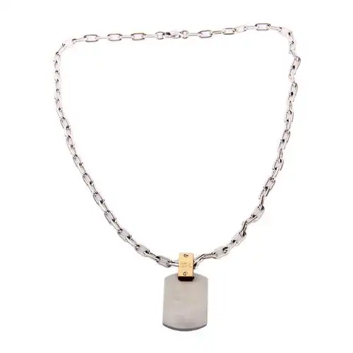 cartier(卡地亚)男士18k金方形项链坠