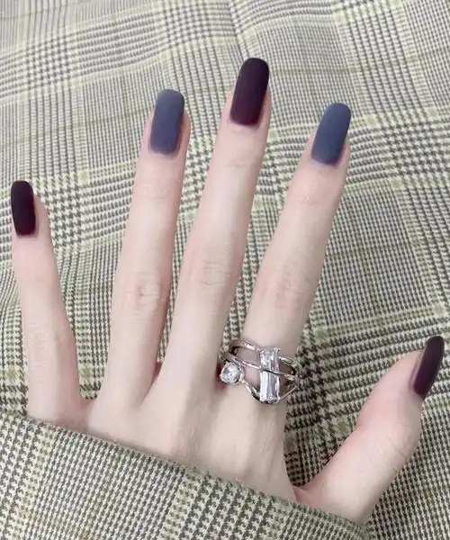 2022最新磨砂款撞色显白美甲,图片,短指甲-lomo美甲