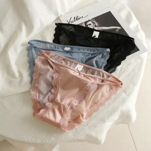 冰丝内裤女性性感情调纯欲少女三角短裤透明女三角裤