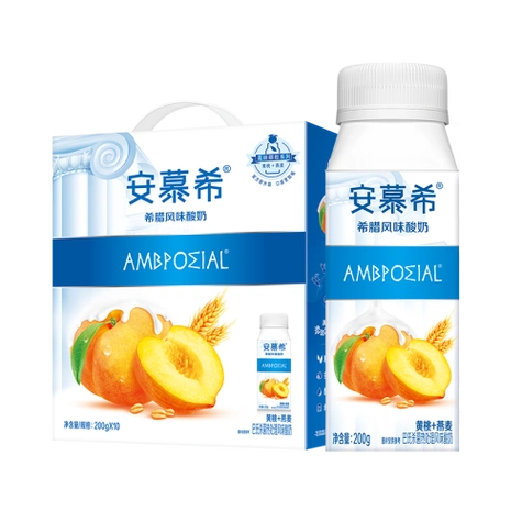 安慕希黄桃燕麦酸奶200g10盒常温风味酸奶多35蛋白质牛奶乳品早餐必备