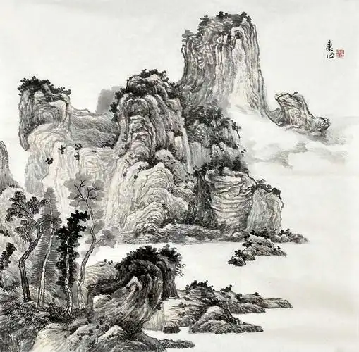 博宝·资讯 | 元建波国画山水作品赏析:黑白墨色写临溪人家-元建波 国