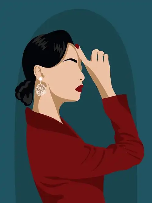 扁平复古人物插画