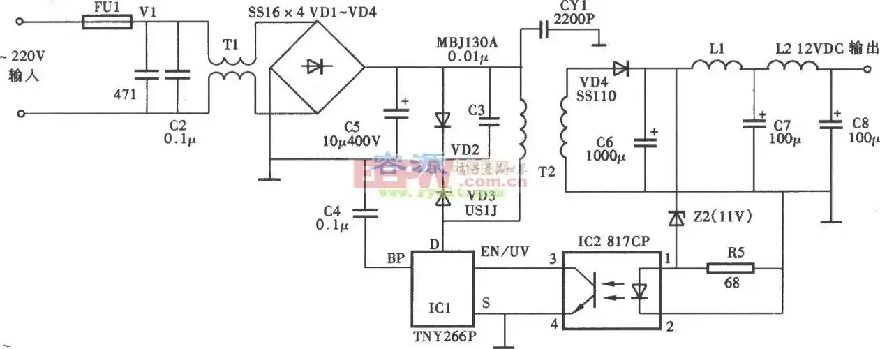 12vdc电源适配器电路图
