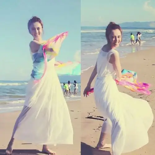 我的体育老师王晓晨王小米同款裙子白色雪纺沙滩裙海边度假连衣裙优惠