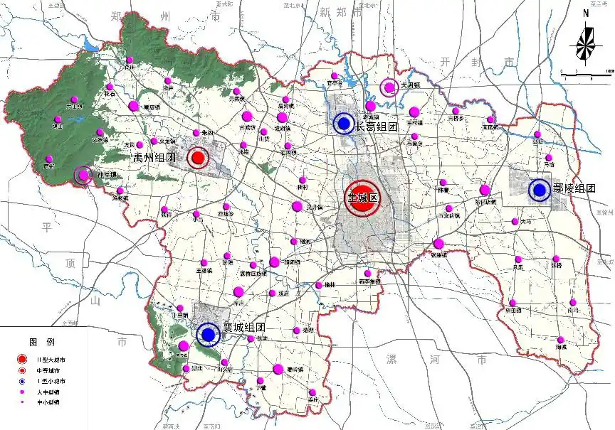 许昌市2030年规划:主城地区中心城市,禹州地区副中心城市