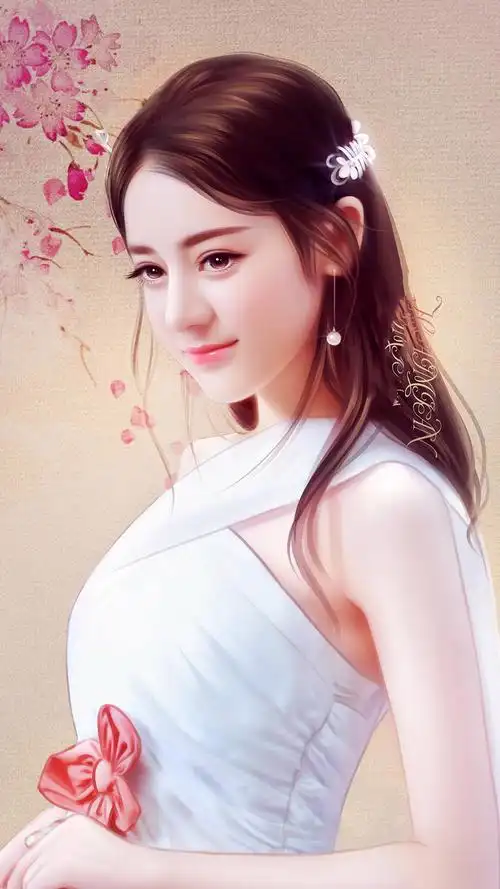 手绘迪丽热巴插画唯美高清手机壁纸-明星-手机壁纸下载-美桌网