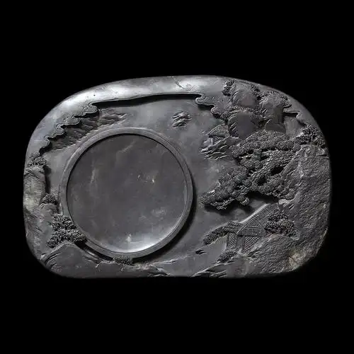 【孤品】国家非遗 工艺美术大师 谢荣端砚《松枫水月》坑仔岩肇庆端