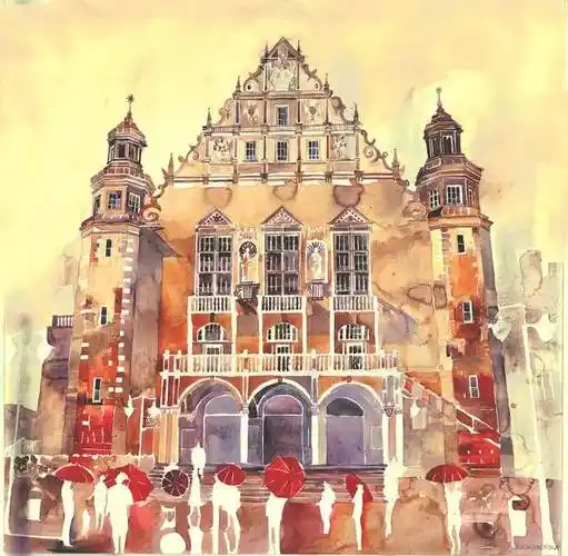 两组色彩惊艳的水彩建筑绘画作品~_水粉_零二七艺考