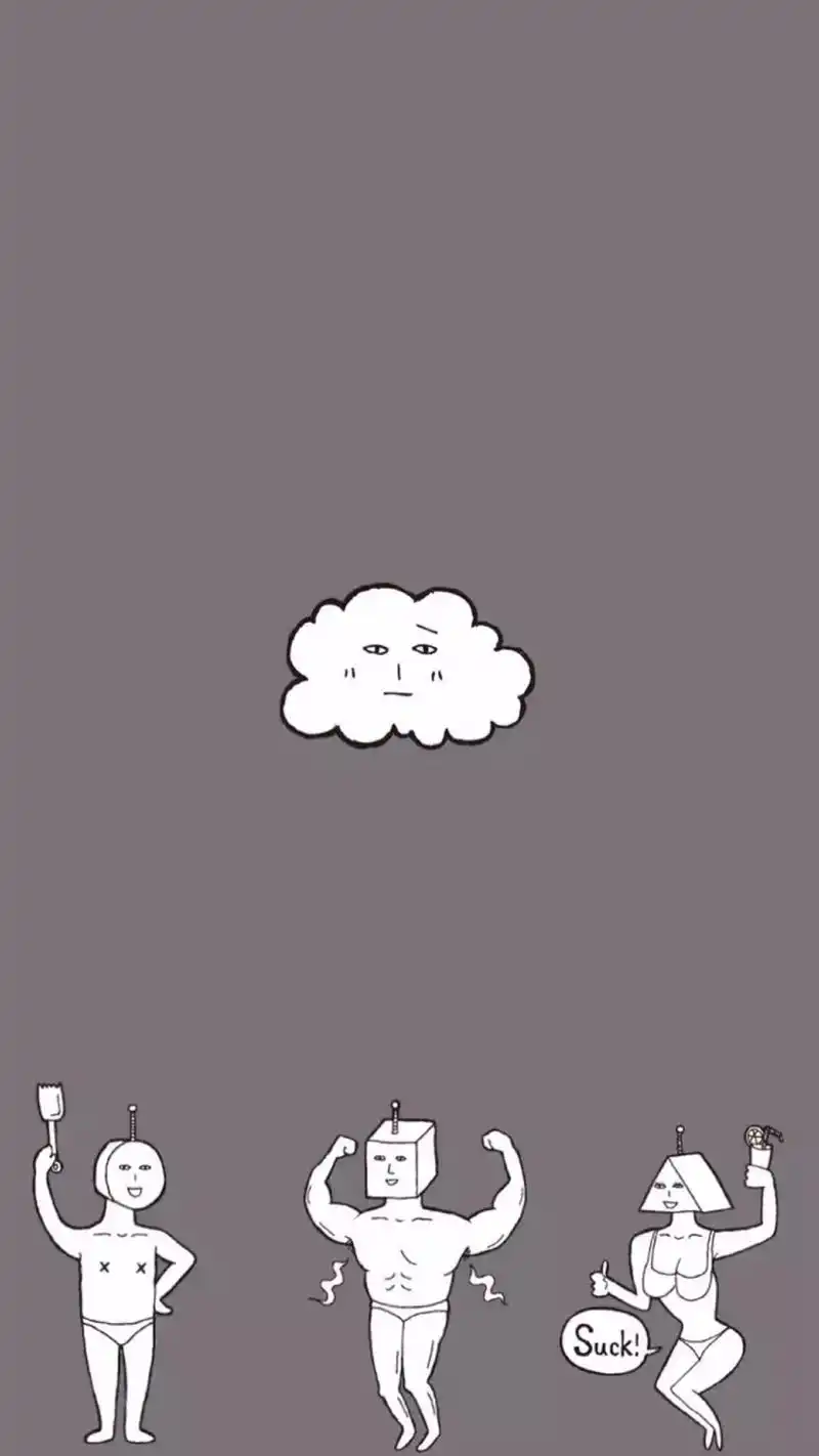 创意个性卡通插画灰色背景高清壁纸